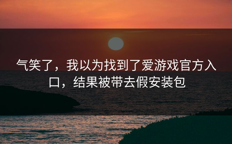气笑了，我以为找到了爱游戏官方入口，结果被带去假安装包